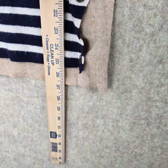 J.Crew Womens Beige & Navy Striped Sweater With Button Details Size S - Picture 8 of 9